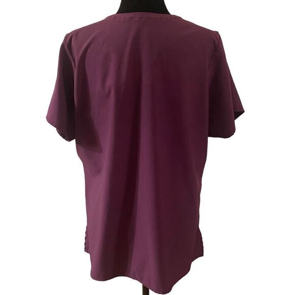 WonderWink W123 V-Neck Top in Eggplant - Picture 4 of 10